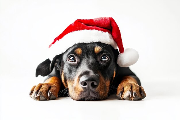 Photo a dog wearing a santa hat that says  the dog