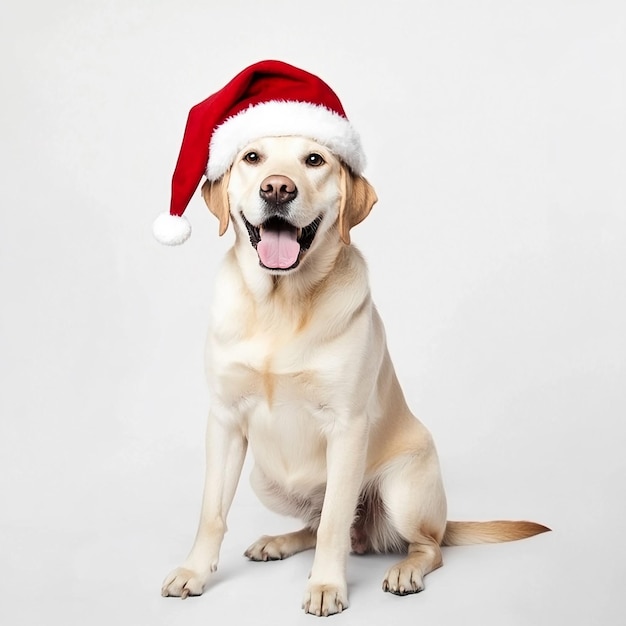 Photo a dog wearing a santa hat that says  santa