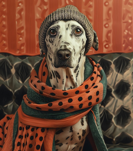 a dog wearing a scarf that says  the dog