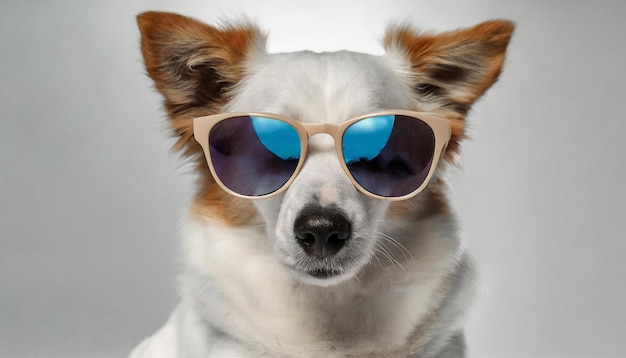 Photo a dog wearing sunglasses that says dog