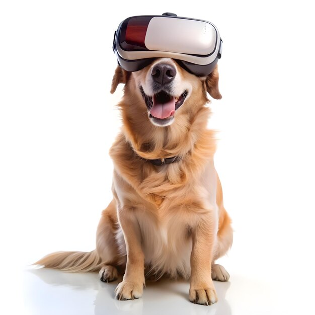 Photo a dog wearing vr