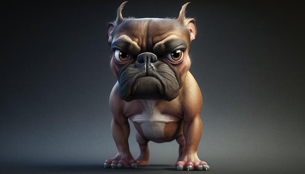 A dog with a big angry face