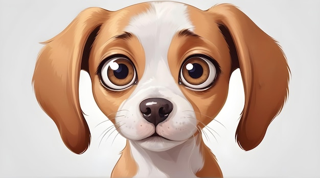 a dog with big eyes on a white background cartoon icon patch logo