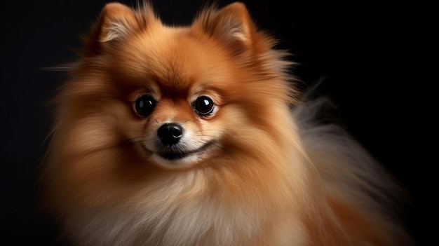 A dog with a black background