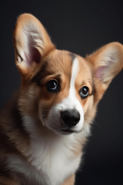 A dog with a black background