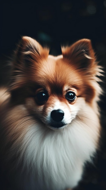 A dog with a black background