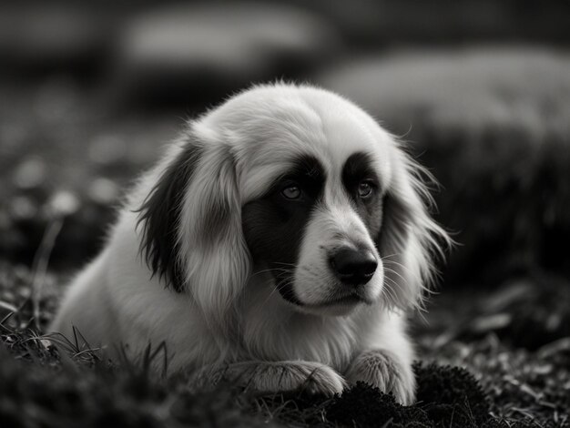 a dog with a black nose and a white patch of fur