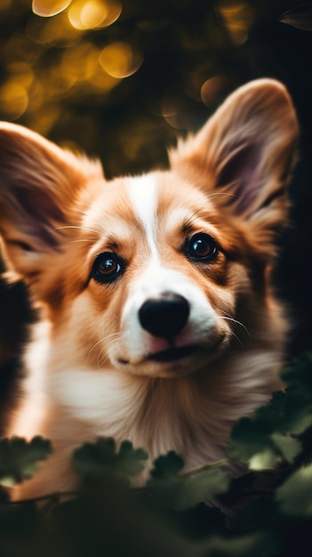 A dog with a black nose and a white stripe on its face