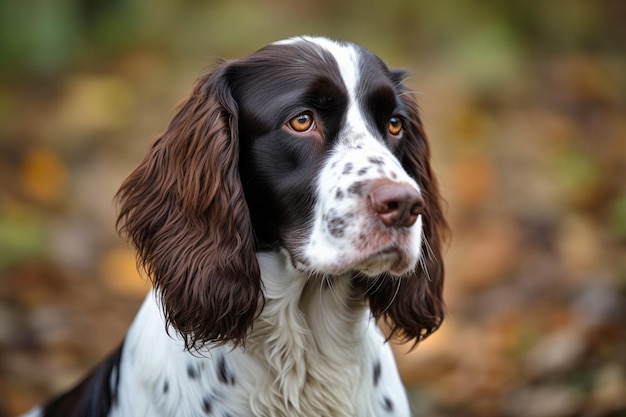 A dog with a black and white coat