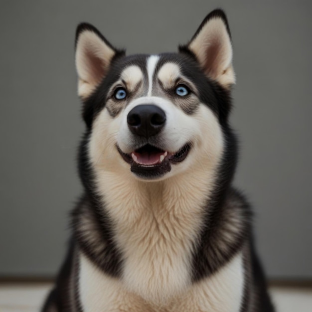 a dog with a black and white face and a black and white collar