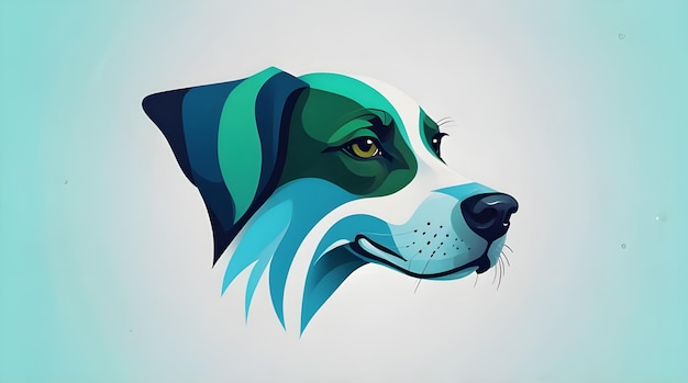 Photo a dog with a blue and green face that has a green face