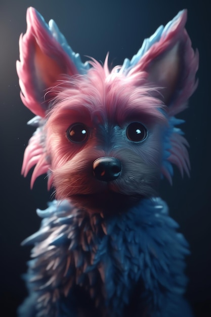 A dog with a blue head and pink fur.