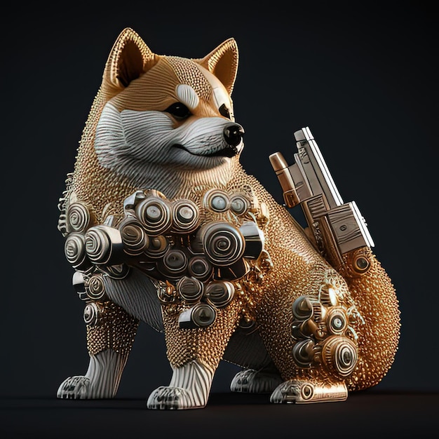 A dog with a bunch of buttons on its back