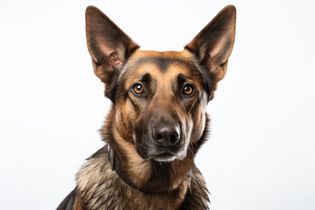 a dog with a collar on looking at the camera