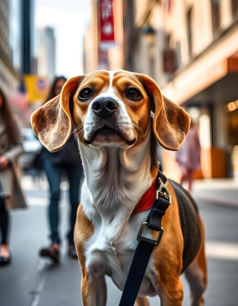 a dog with a collar that says quot the dog is sitting on a leash quot