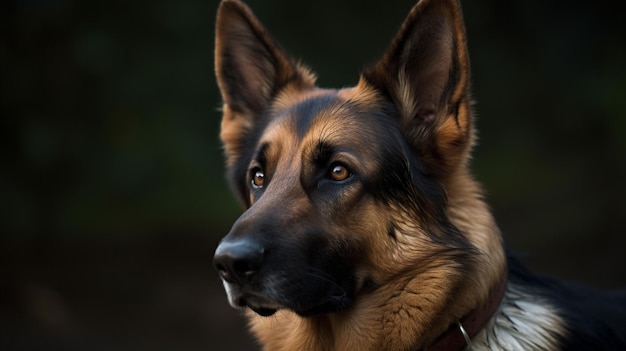 A dog with a collar that says'german shepherd'on it