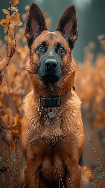 a dog with a collar that says the word on it