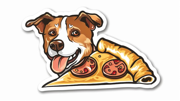 Photo a dog with his tongue out and a pizza with a picture of a dog on it