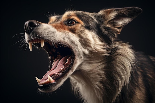 a dog with its mouth open showing its teeth