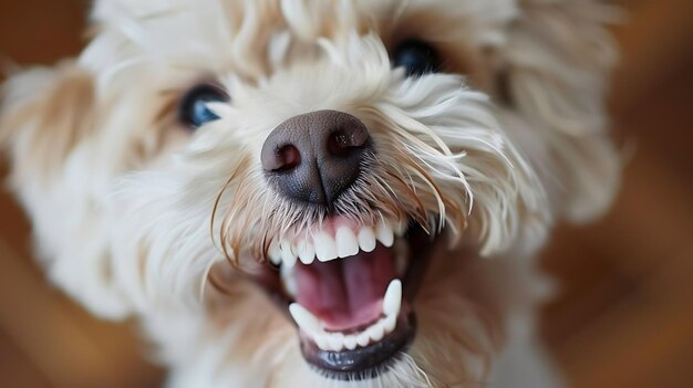 Photo a dog with its mouth open showing the teeth