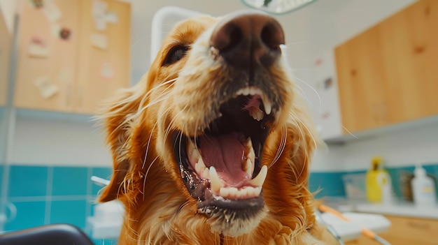 a dog with its mouth open and the teeth showing