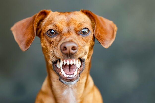 Photo a dog with its mouth open and teeth showing