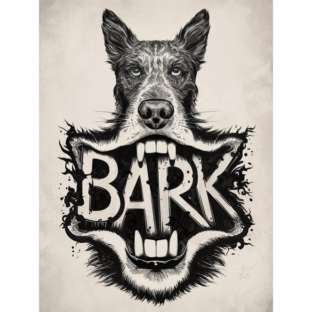 Photo a dog with a mouth that says bar bar on it