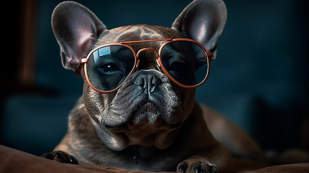 A dog with a pair of sunglasses on