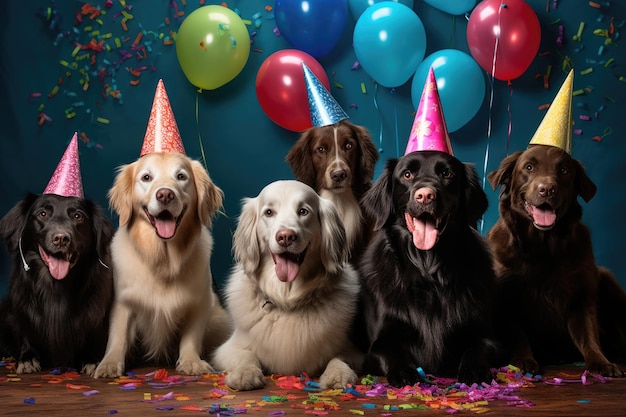 Dog with party hat