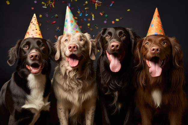 Dog with party hat