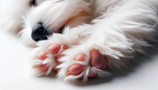 Photo a dog with pink toes and toes on its paws