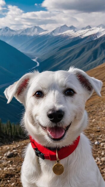 Photo a dog with a red collar that says the name dog