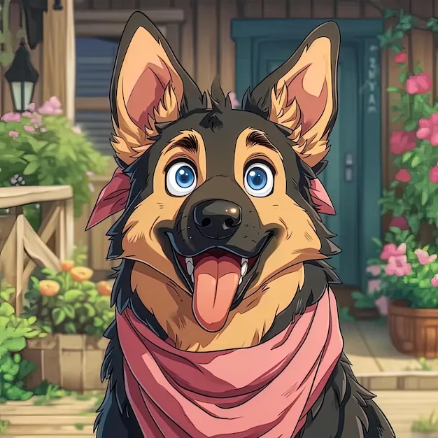 A dog with a scarf around its neck