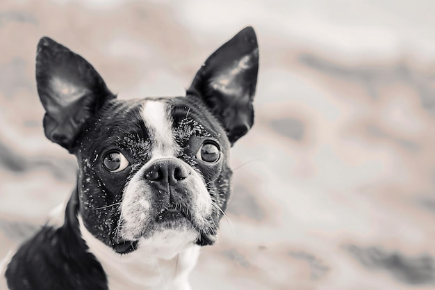 Photo a dog with snow on its face