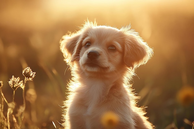 a dog with the sun behind it and the sun behind it