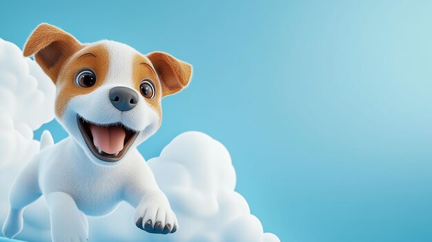 Photo a dog with a white and brown face and a cloud in the sky