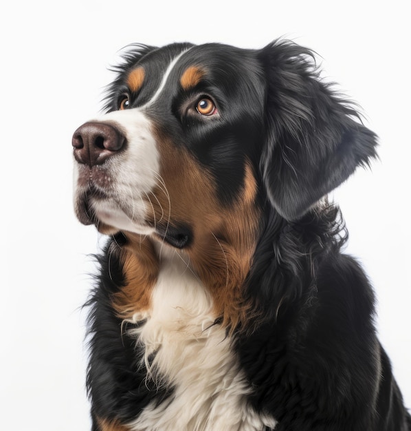 A dog with a white chest and black fur on it