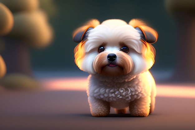 A dog with a white face and a fluffy tail