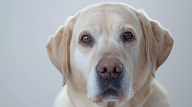 a dog with a white lab that has a brown nose