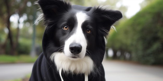 A dog with a white stripe on its face