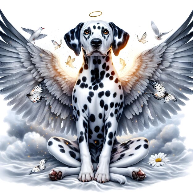 Photo a dog with wings that has a star on it