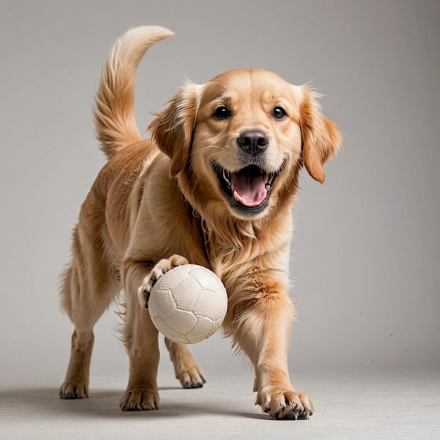 a dog with a yellow ball in his mouth is playing with a tennis ball