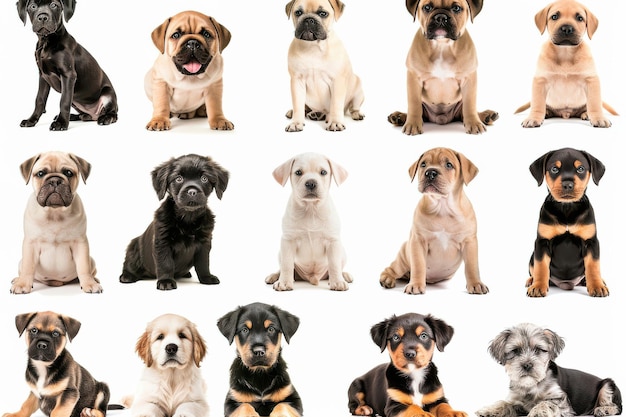 Dogs Arranged Isolated In Transparent Background