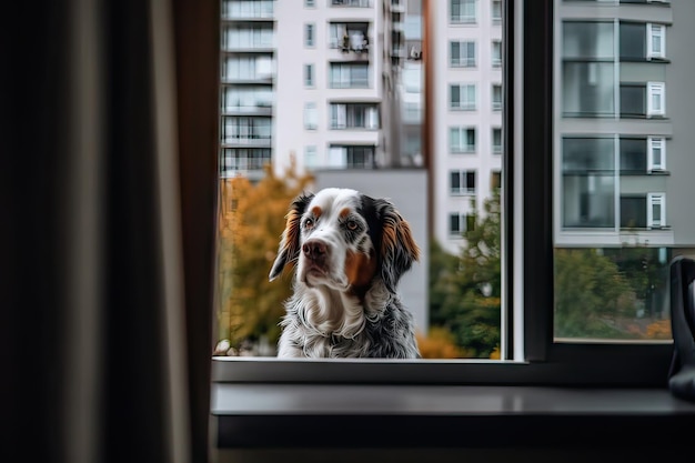 Dogs and cats living in city apartments enjoying time alonegenerative AI