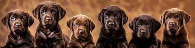 Photo dogs chocolate labrador group of cute labrador puppies brown retriever pets