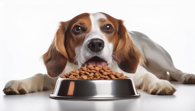 Photo dogs eat dry dog food