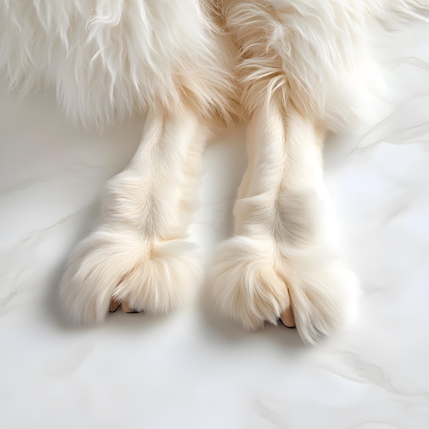 Photo a dogs paws are on a white surface