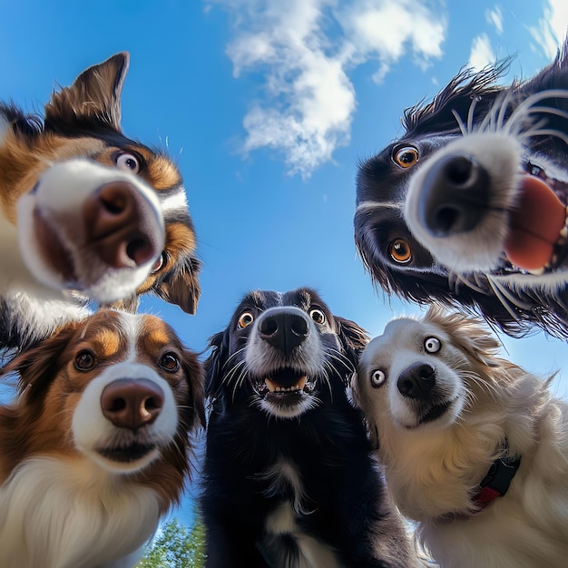 Dogs Taking a Selfie Outdoors