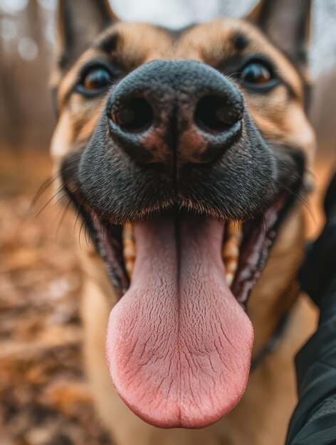 Photo dogs tongue lolling out after a funfilled run