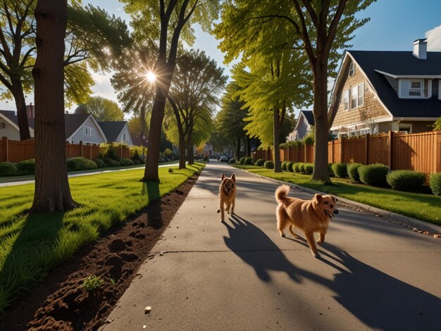 Photo dogs with road